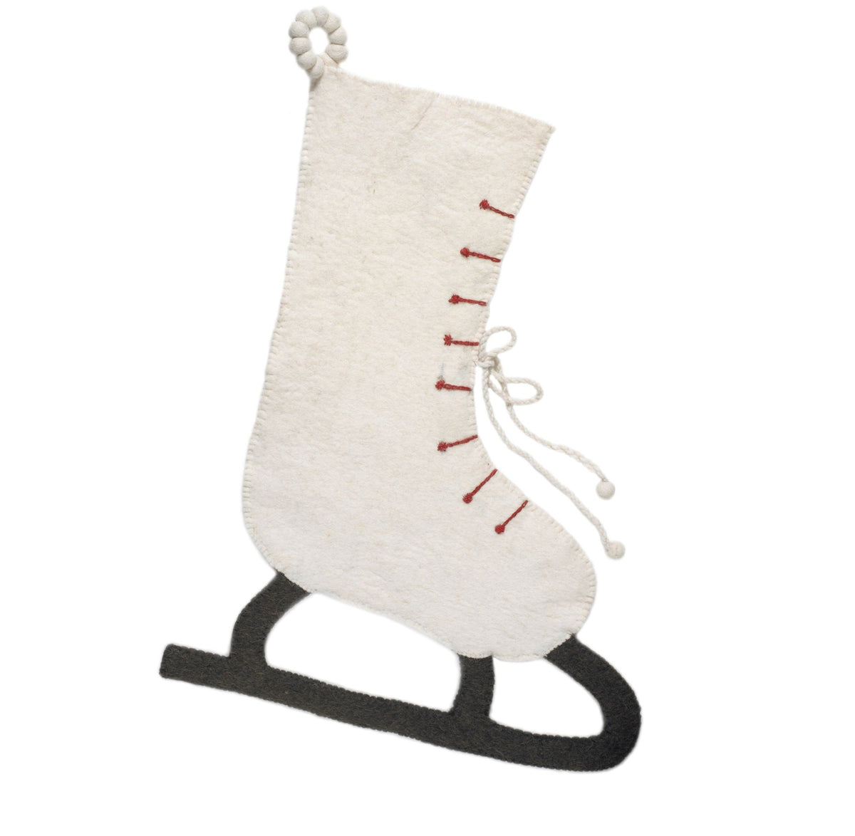 Zebra Double Sided Cream Hand Felted Wool Kids Christmas Stocking Cream Arcadia Home
