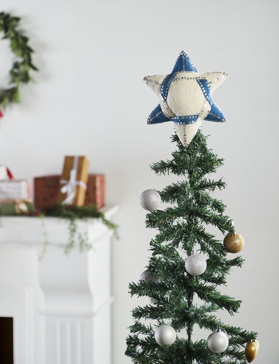 C106 Ham★star 雪set Handmade Hand Felted Wool Christmas Tree Topper - Star of David