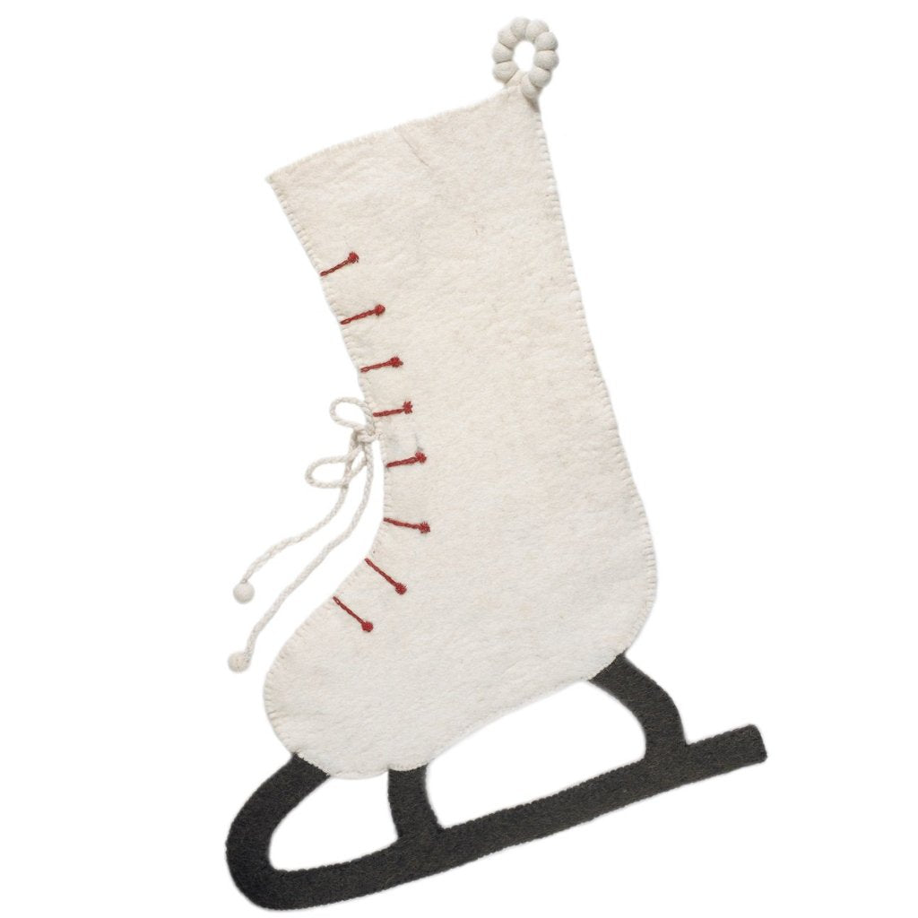 Zebra Double Sided Cream Hand Felted Wool Kids Christmas Stocking Cream Arcadia Home main image 1