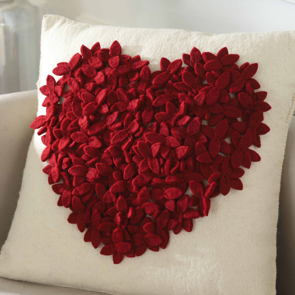 Hand Felted Wool Pillow - Gnome Red Hat Gray - 20
