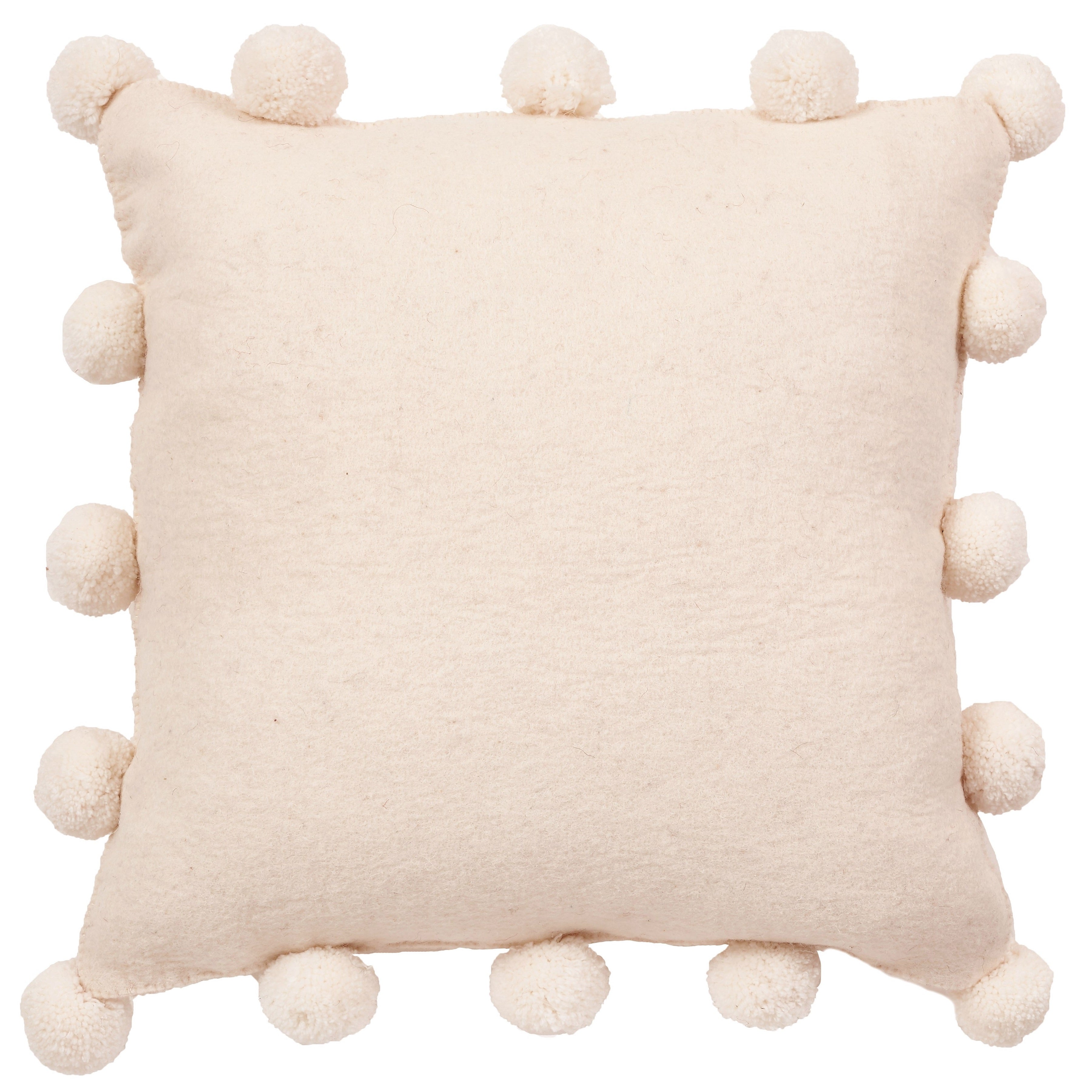Cream Pom Poms On Cream Hand Felted Wool Pillow 20 Pillow Cover