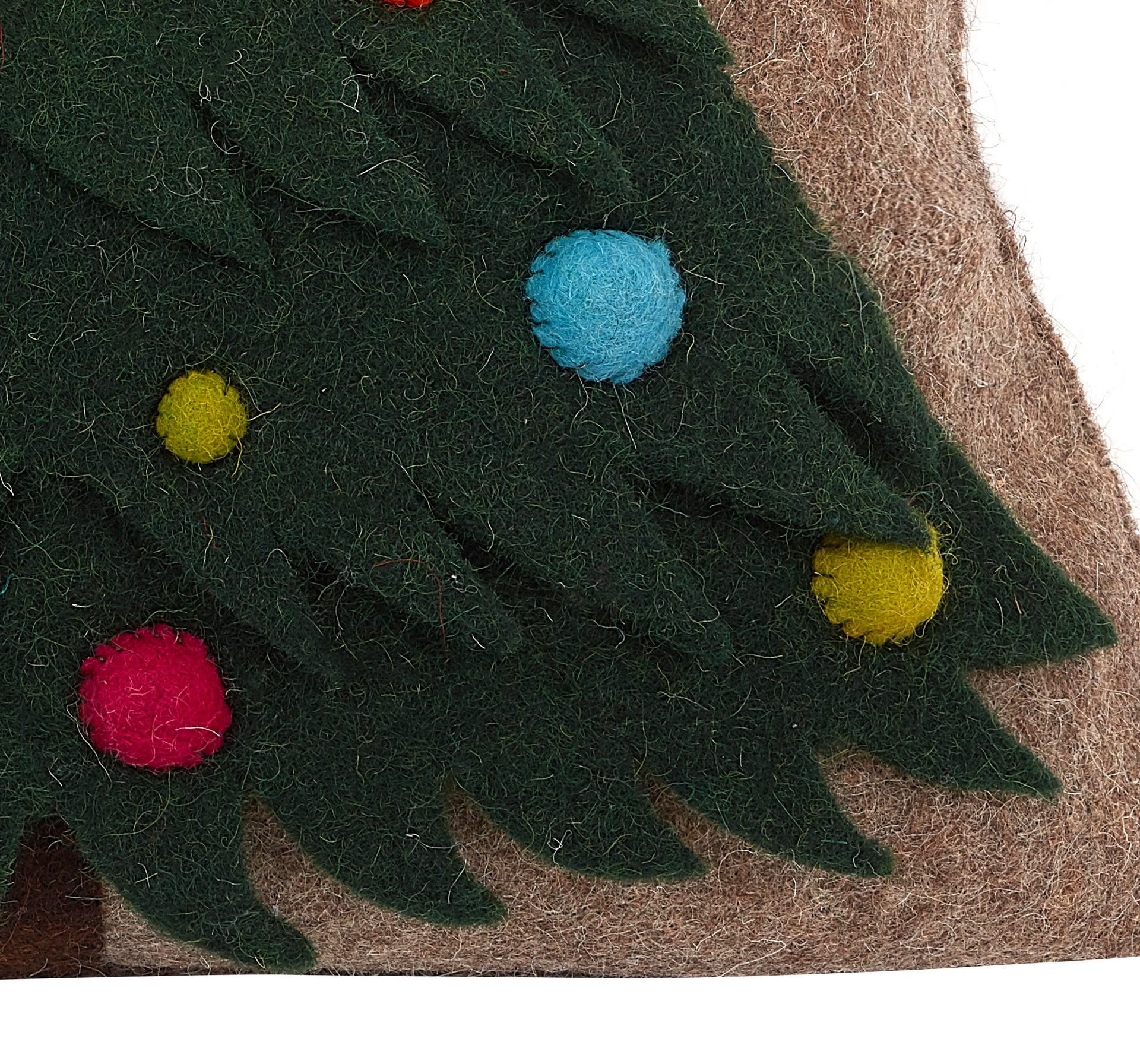 Hand Felted Wool Christmas Pillow - Tree with Ornaments on Gray - 20 ...