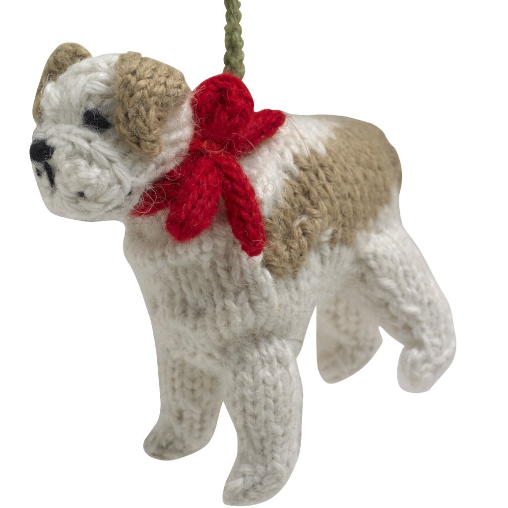 Pug Dog Hand Knit Christmas Ornament Arcadia Home