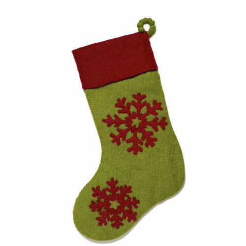 Handmade Cuff Snowflake Christmas Stocking Red Green Arcadia Home main image 1