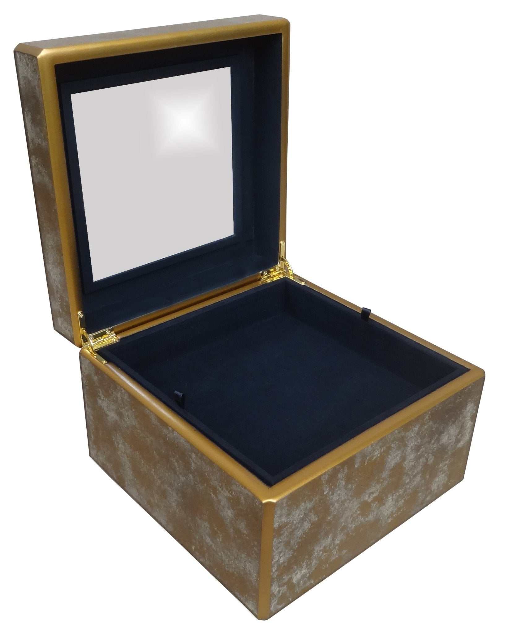 Handmade Reverse Painted Mirror Square Box Antique Gold and Silver - L ...