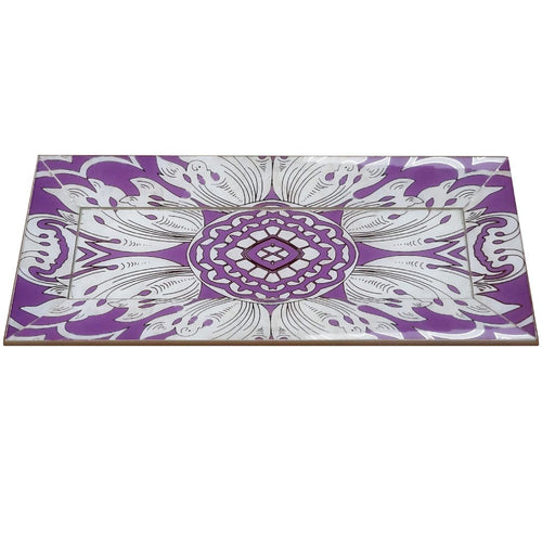 Handmade Reverse Painted Mirror Tray  Red - Medium Arcadia Home