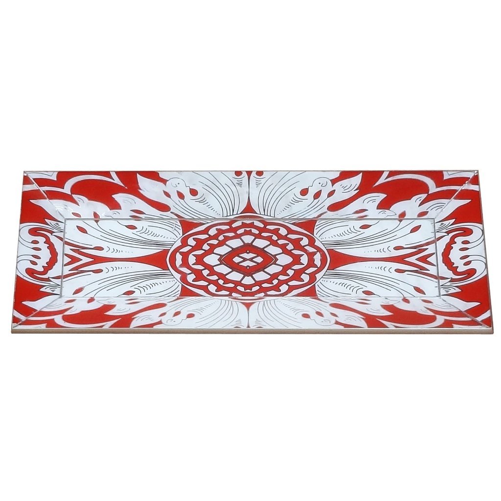 Handmade Reverse Painted Mirror Tray  Tomato - Extra Large Arcadia Home main image 0